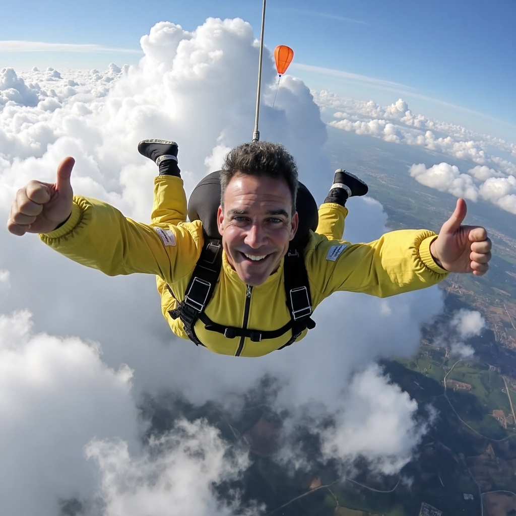 Man skydiving